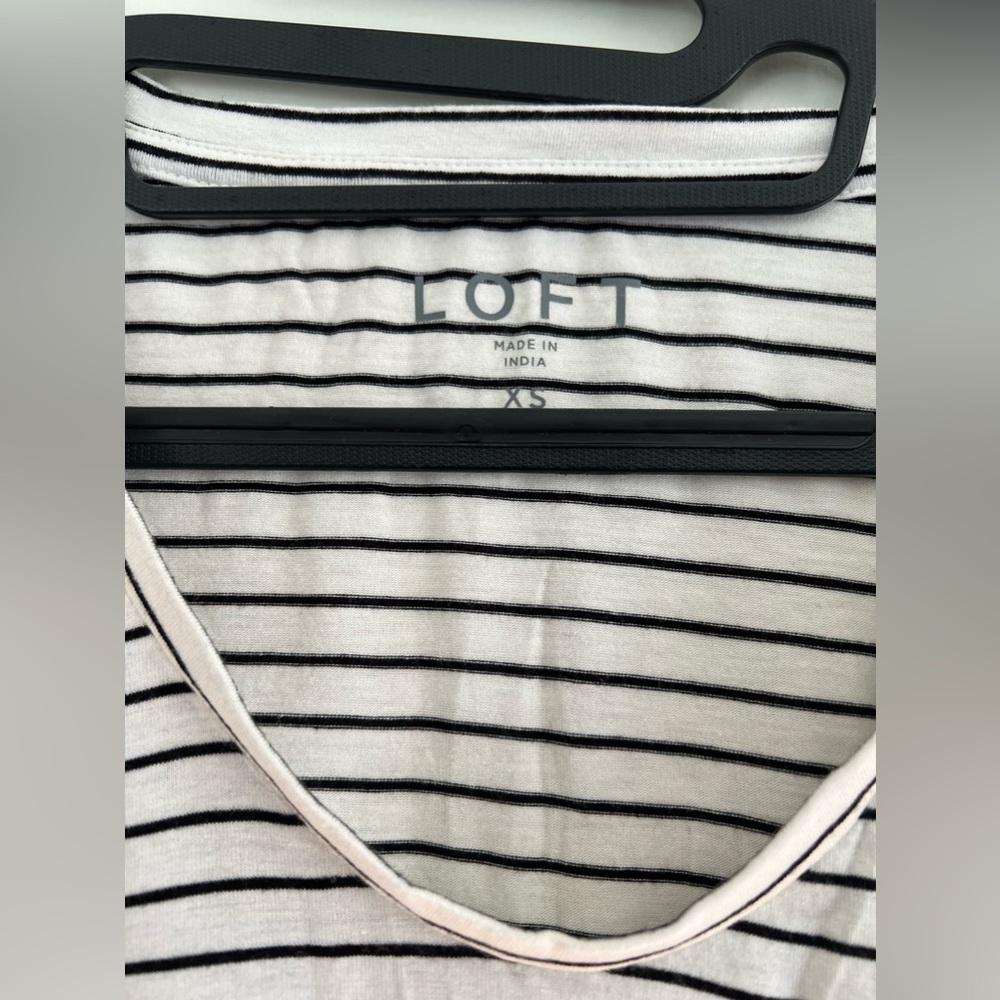 Loft white and black striped shirt